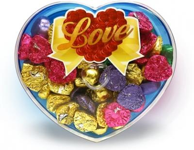 Шоколадное сердце "Twinchoc Heart Box" (в упаковке 60шт.) 180 грамм