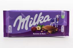 Шоколад молочный Milka Raisins&Hazelnuts 100 гр