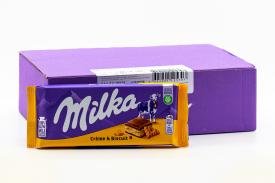 Молочный шоколад Milka c прослойкой нежного крема и печеньем 100 грамм
