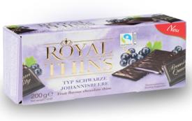Шоколад Halloren Royal Thins с черной смородиной 200 гр